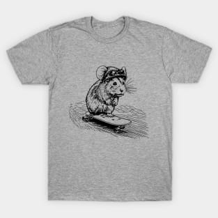 skateboarding hamster drawing, funny hamster lover gift T-Shirt